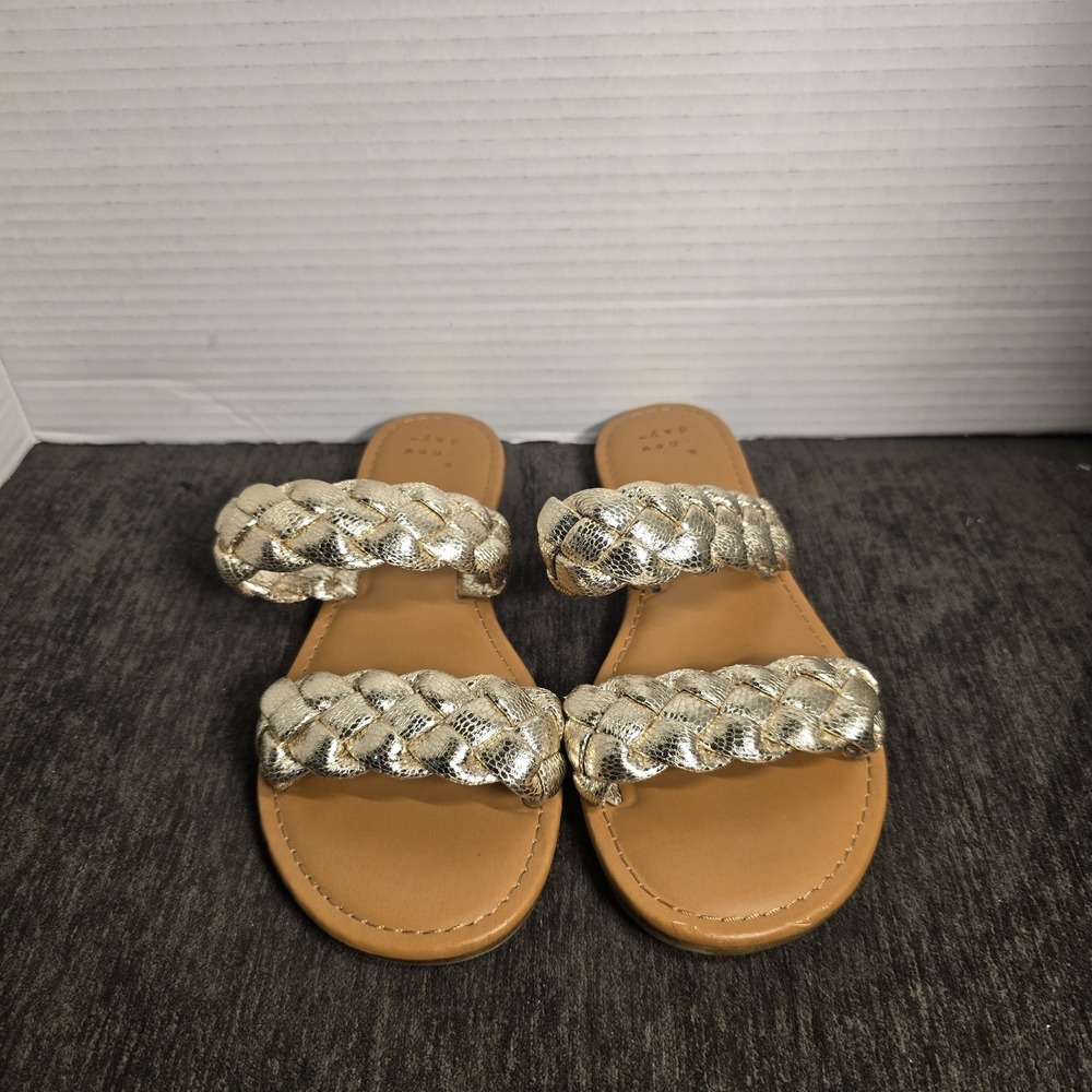 A New Day Lucy Slide Sandal Metallic Gold Womens Size 6‎